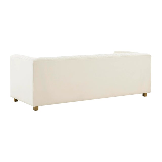Transitional Wafa Cream Velvet Sofa For Sale - Image 3 of 7
