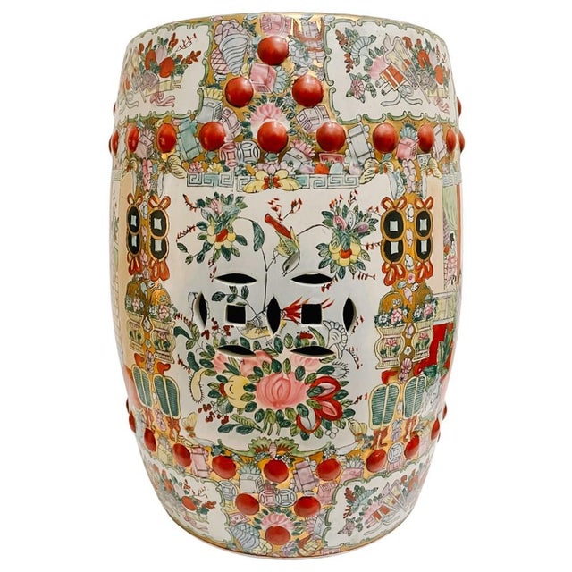 Mid 20th Century Chinese Rose Medallion Garden Stool For Sale In San Diego - Image 6 of 8
