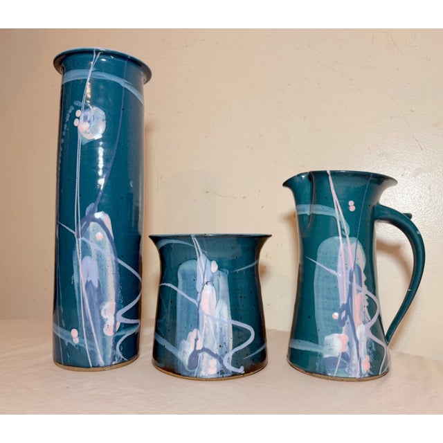 3 American Mark Chamberlain Cosmic Deco Handmade Pottery Studio Vase Pitcher For Sale - Image 11 of 11