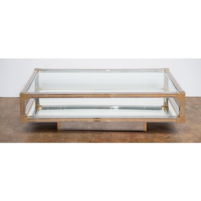 Large Italian Modern Rectangula Cocktail or Coffee Low Table of Chrome and Brass For Sale - Image 4 of 15