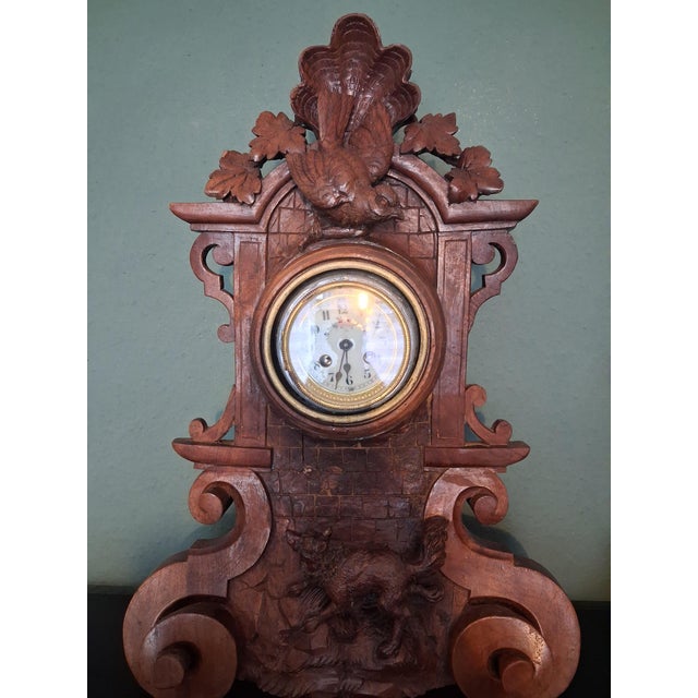 Black Forest Clock with Fox & Bird, 1920 For Sale - Image 14 of 14