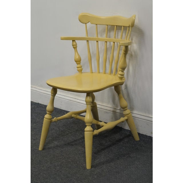 American Ethan Allen Heirloom Maple Colonial Early American Comb Back Mate's Chair 14-6040 - 411 Daffodil Finish For Sale - Image 3 of 10
