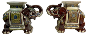 Glazed Ceramic Elephants, 1960, Set of 2