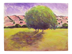 Nancy Denison "Coastal Range" Original Watercolor and Mixed Media Painting on Paper C. 1988