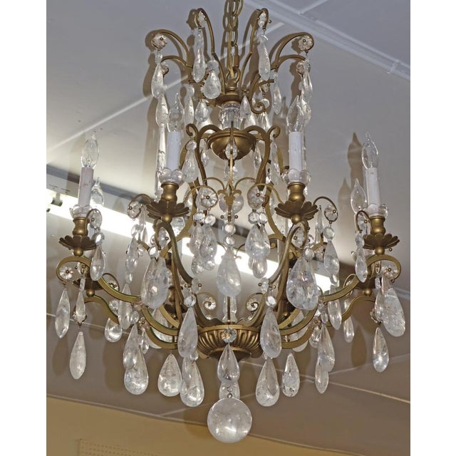 Schonbek Versailles French Louis XV Style Rock Crystal Gold 8 Light Chandelier For Sale - Image 12 of 12