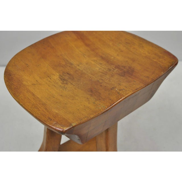 Vintage Mid Century Modern Mahogany Adolf Loos Theban Style Tripod Saddle Stool For Sale - Image 12 of 17
