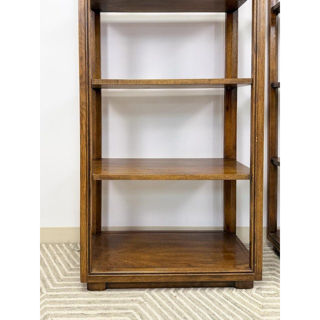 Drexel MCM Transitional Bookcase Pair Solid Wood Vintage Mid-Century Storage, Attributed For Sale In Tampa - Image 6 of 14