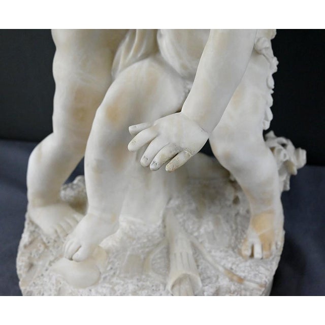 After Falconet, Two Cupids Disputing a Heart, Late 19th Century, Alabaster Sculpture For Sale - Image 16 of 18