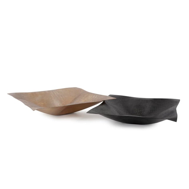 Charcoal The Etched Crossways Wavy Edged Bowl, Small For Sale - Image 8 of 11