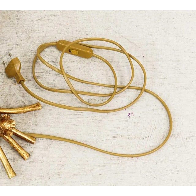 Hollywood Regency Gilded Metal Floral Leaf Wall Light by Hans Kögl, 1970s For Sale - Image 4 of 6