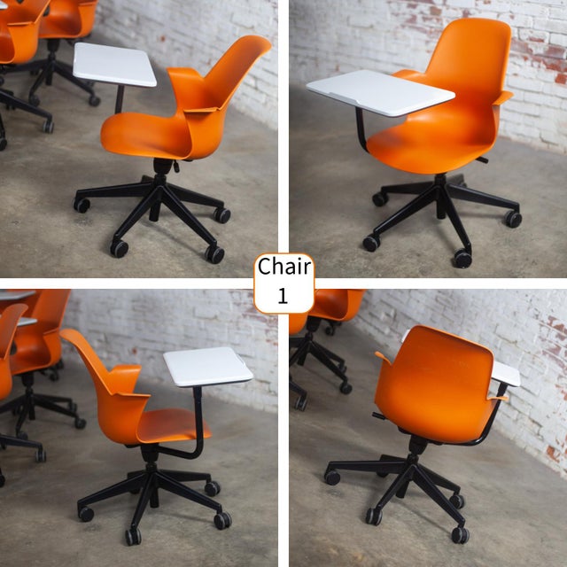 Early 21st Century Early 21st Century Modern Steelcase Orange Node Task Chair W/Work Surface & 5 Prong Base For Sale - Image 5 of 12