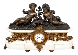 Napoleon III Patinated Bronze & Marble Clock