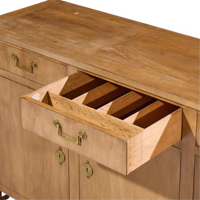 Brown Baker Walnut and Brass Buffet Credenza For Sale - Image 8 of 10
