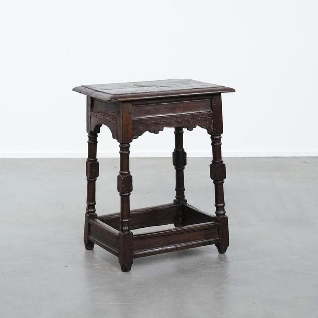 Antique English Oak Side Table or Stool, 18th Century For Sale - Image 15 of 15