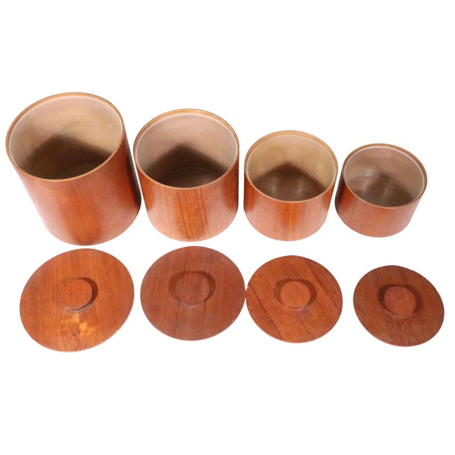 Set of Four Mid 20th Century Danish Modern Teak Canisters For Sale In New York - Image 6 of 8