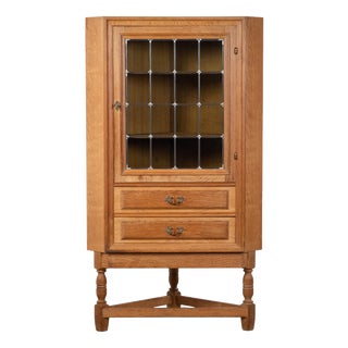 Brutalist Oak Corner Cabinet attributed to Henning Kjærnulf, Denmark, 1960s For Sale