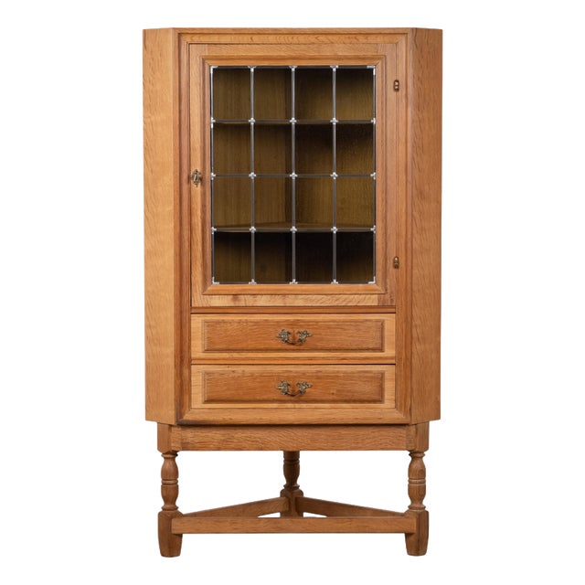 Brutalist Oak Corner Cabinet attributed to Henning Kjærnulf, Denmark, 1960s For Sale