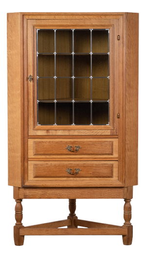 Brutalist Oak Corner Cabinet attributed to Henning Kjærnulf, Denmark, 1960s