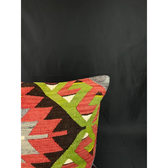 Mid-Century Modern Mid 20th Century Turkish Kilim Pillow Cover For Sale - Image 3 of 5