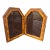 Vintage Burl Wood and Marquetry Inlay Double Picture Photo Desk Frame Diptych For Sale