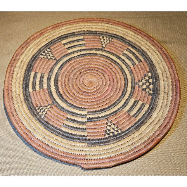 Textile Vintage Hand-Woven Akimel Pima Coiled Tray Basket For Sale - Image 7 of 11