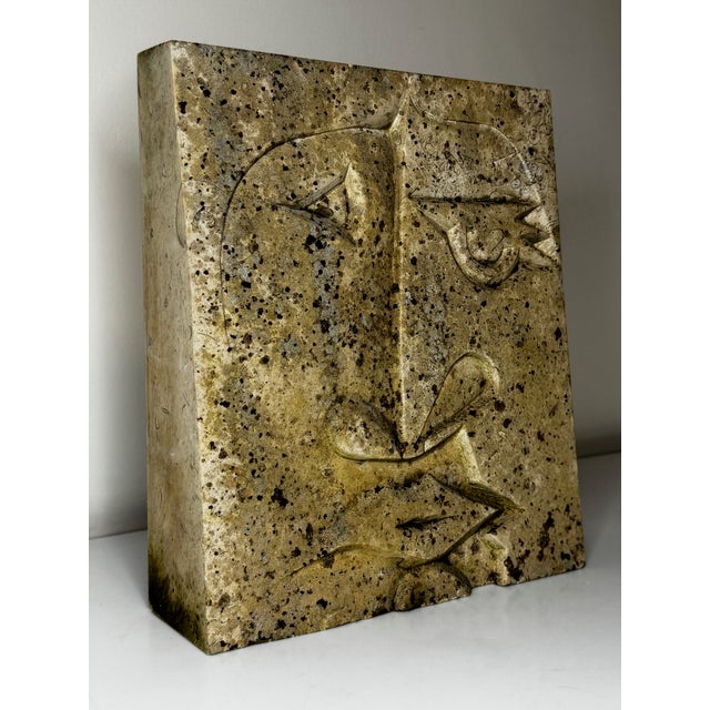 Modernist British Limestone Face Relief, Circa 1970s — A Cubist Homage to Picasso and the Hepworth–Milne Lineage Catalogue...