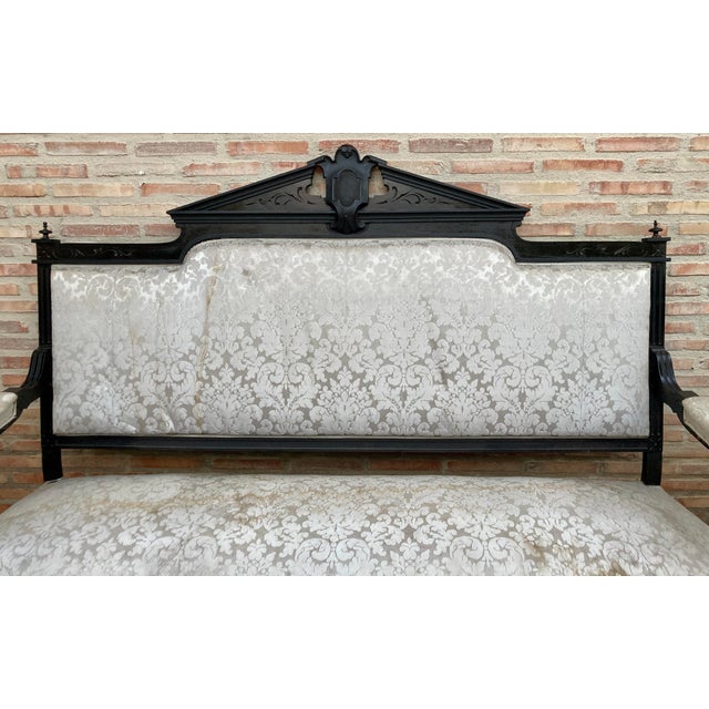 Alphonsine Living Room Set in Ebonized Wood, 1900s, Set of 3 For Sale - Image 3 of 18