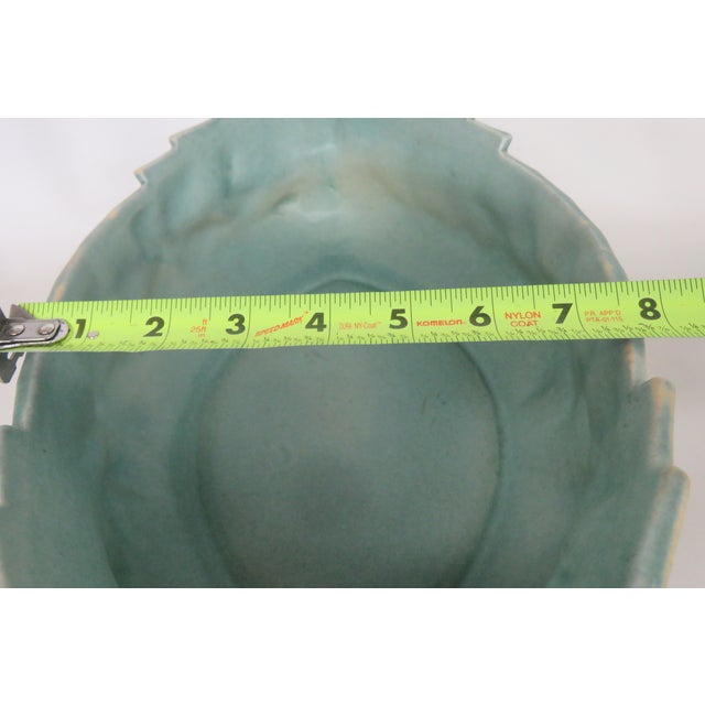 Mid 20th Century Roseville Pottery 461 14 Blue Ceil Clematis Oval Center Bowl 4689b For Sale - Image 10 of 17