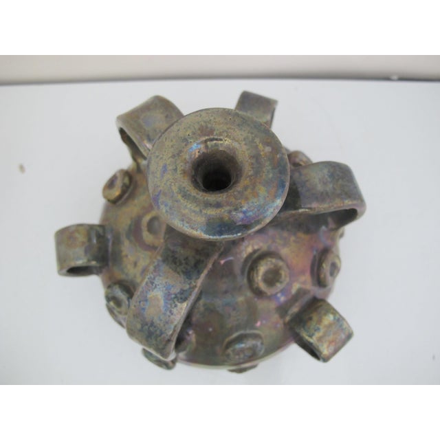 Ceramic Beatrice Wood Beato Iridescent Luster Multi-Handle Button Bottle Pottery Vase For Sale - Image 7 of 10