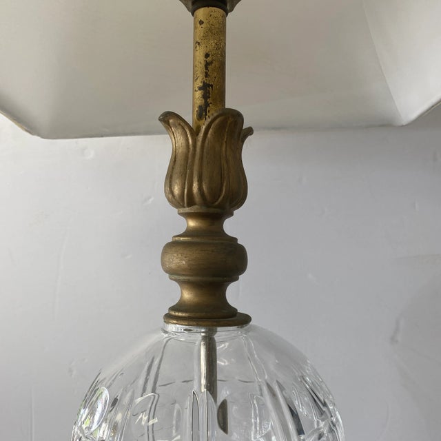 1980s 1980s Brass and Crystal Lamp by Safran and Glucksman For Sale - Image 5 of 11