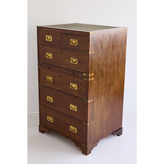 English Campaign Chest & Secretary in Mahogany With Brass Fittings For Sale - Image 10 of 18