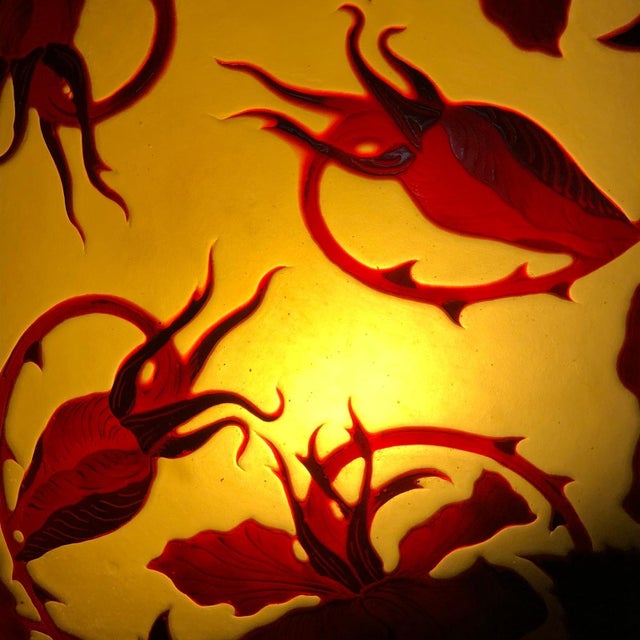 Glass Art Nouveau Cameo Glass Ceiling Pendant by Paul Nicolas for Dargental, France, 1920s For Sale - Image 7 of 18