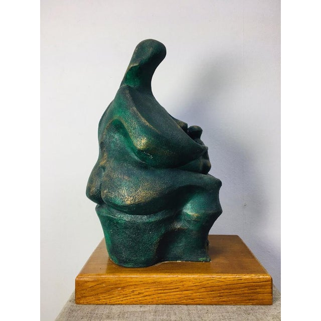 1970s Stylized Mother and Child Bronzed Ceramic Sculpture, 1970s For Sale - Image 5 of 8