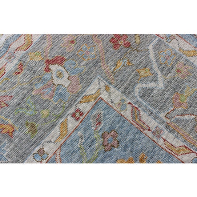 Keivan Woven Arts Angora Oushak Rug, Hand-Knotted Wool in Lt Blue, 9'3"x12'5" For Sale - Image 11 of 11