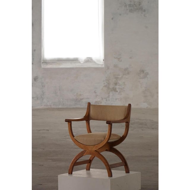 Mid-Century Modern Kurul Armchair in Oak and Hessian by Henning Kjærnulf, 1960s For Sale - Image 10 of 18