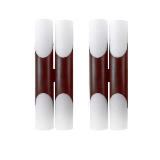 Brown and White Double Glass Wall Sconces from Neuhaus, Germany, 1970s, Set of 2 For Sale - Image 10 of 10