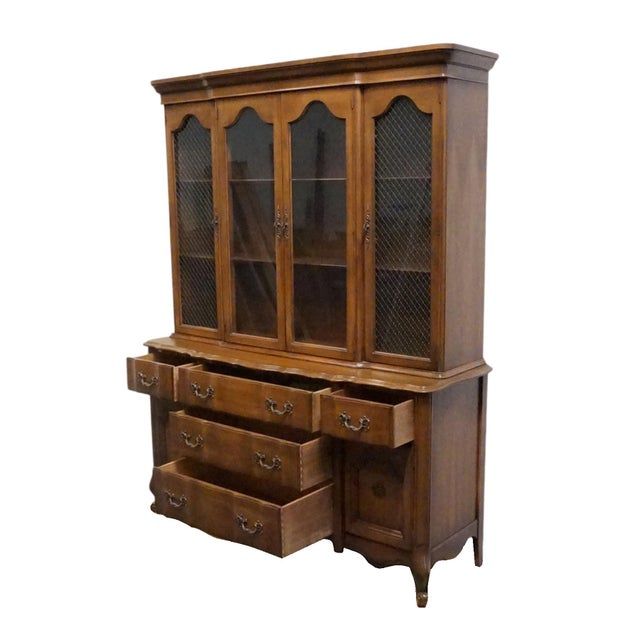 Broyhill Furniture Solid Hard Rock Maple Country French Provincial 59" Buffet W. China Cabinet 5000-10 / 5000-20 For Sale - Image 9 of 15