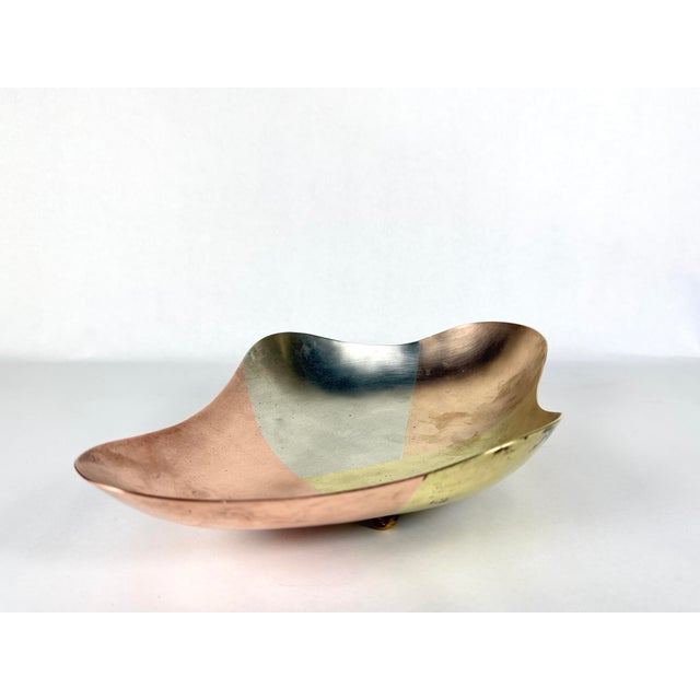 Mid-Century Modern 1970s Mid Century Modern E. Cabello Mexican Mixed Metal Footed Dish For Sale - Image 3 of 8