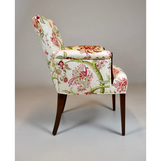 Carved Mahogany Regency Style Lounge Accent Chair, Floral Upholstery, Usa, 1940's For Sale - Image 10 of 15