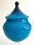 Empoli Vintage Mid Century Modern Empoli Italy Cerulean Royal Blue Ombre Art Glass Candy Bowl Pedestal Lidded Jar For Sale - Image 4 of 13