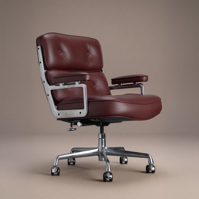 2020s Eames Time Life Executive Chair in Original Bordeaux Leather by Herman Miller For Sale - Image 5 of 12