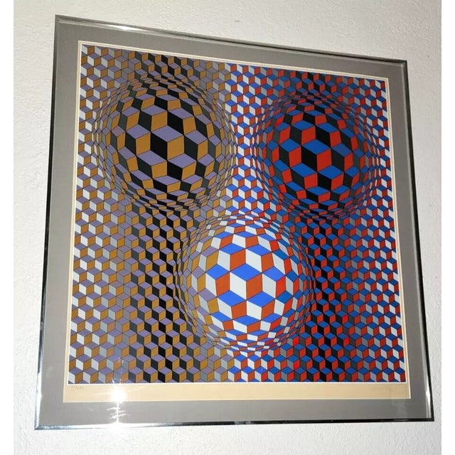 Vintage Victor Vasarely Silkscreen "Nebulus" Signed Numbered and Framed Wonderfully For Sale - Image 9 of 12