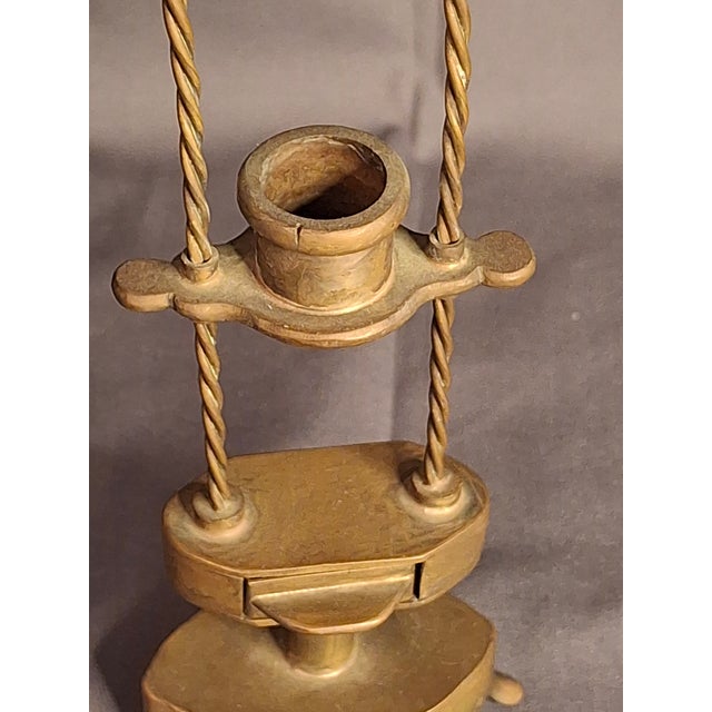 Rare 18thC Antique Brass Havdalah Compendium Spice Box Tower Adjustable Candle For Sale - Image 9 of 18