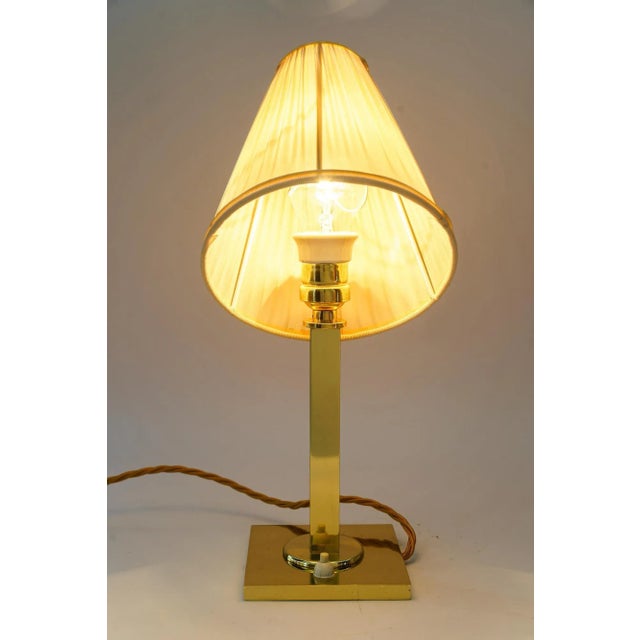 Gold Art Deco Table Lamp with Fabric Shade, Vienna, 1920s For Sale - Image 8 of 12
