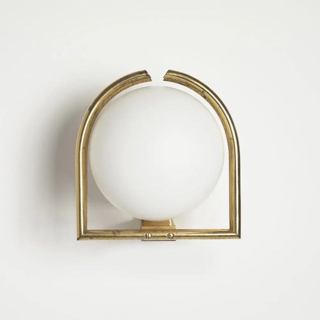 Wall lamp / sconce made of brass and opaline glass. Diameter of the glass - 19 cm. Professionally rewired. 6 pieces...
