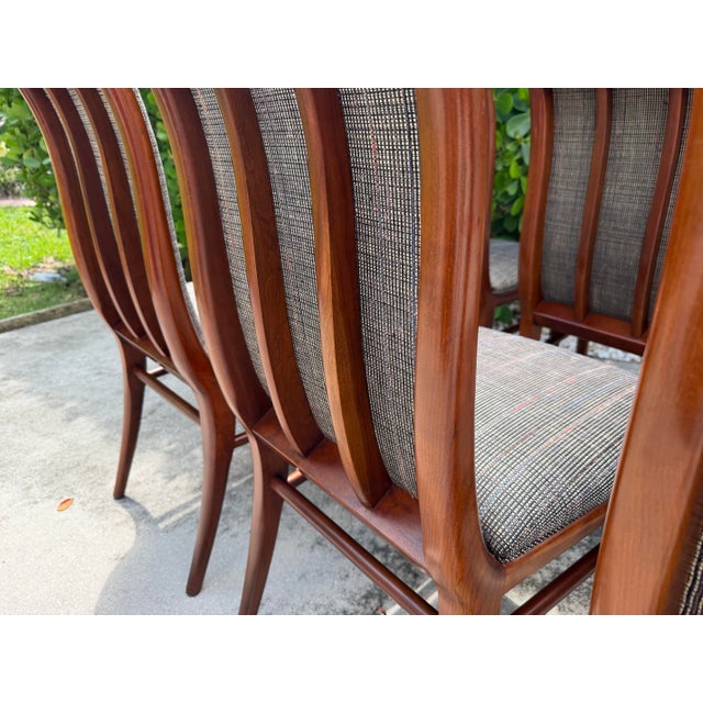 Vintage Mid-Century Sculptural Walnut Dining Chairs With Sabre Legs, Set of 6 For Sale - Image 12 of 18