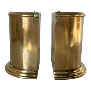 Vintage Sarreid Ltd Brass Canister Bookends - a Pair For Sale