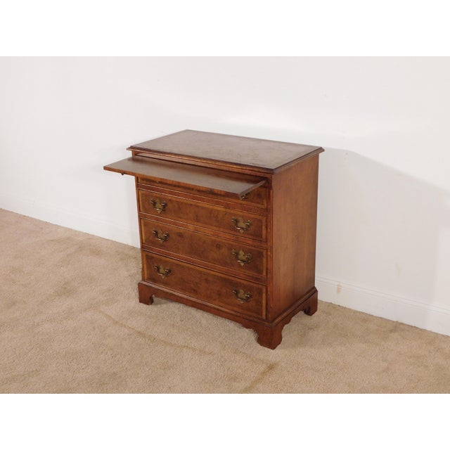 Brown Baker Furniture Burled Walnut W Inlay 4 Drawer Chest W Pullout Drink Slide For Sale - Image 8 of 14