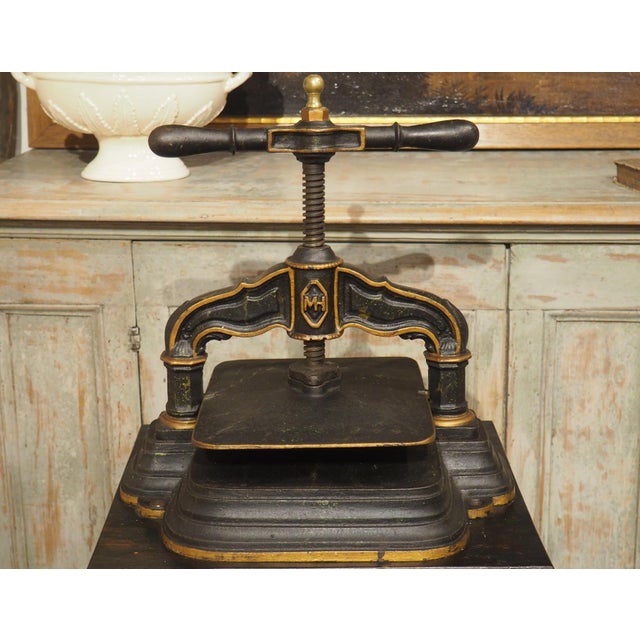 19th Century French Cast Iron Book Press on Wooden Stand For Sale - Image 4 of 18