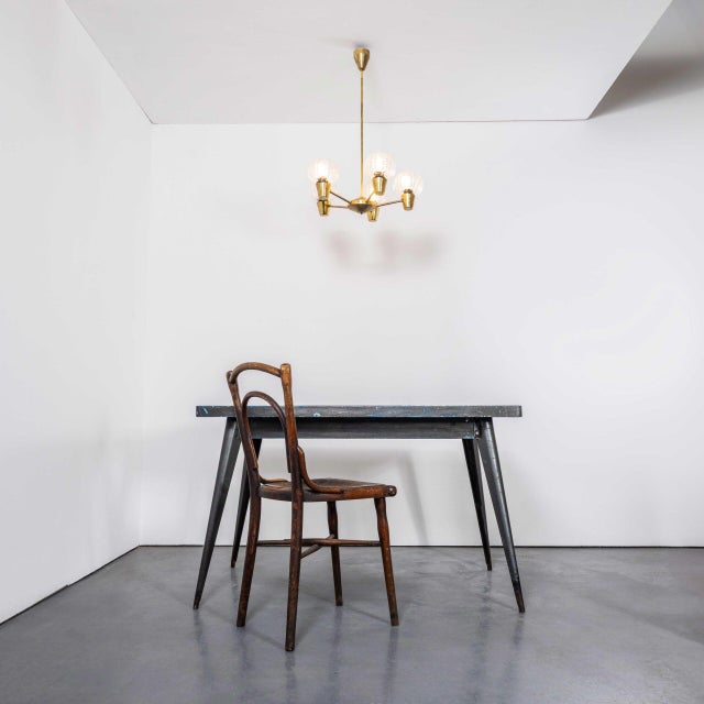 : 1950’s prismatic five pod crystal pendant chandelier. Extraordinary prismatic glass lamp mouth blown in crystal by the...